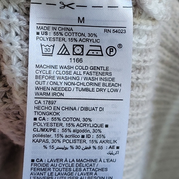 Old Navy Women's Shaker Knit Lace Up Sweater Beige/White Stripes M Bell SLEEVES - Picture 4 of 11